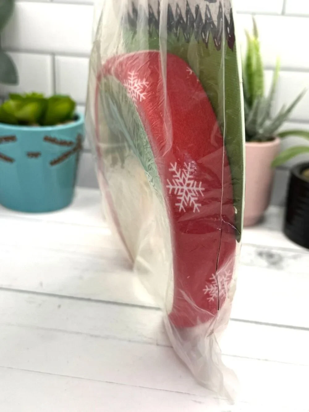 Peanuts Snoopy Christmas Red Snowflake Adjustable Headband Holiday Accessory